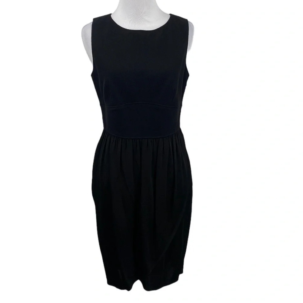 Susana Monaco A-Line Dress Womens Size 4 Black Sleeveless Pleated Mini Scoopneck